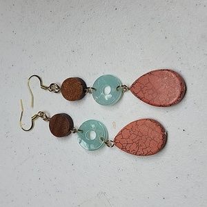 Coral and seafoam donut earrings